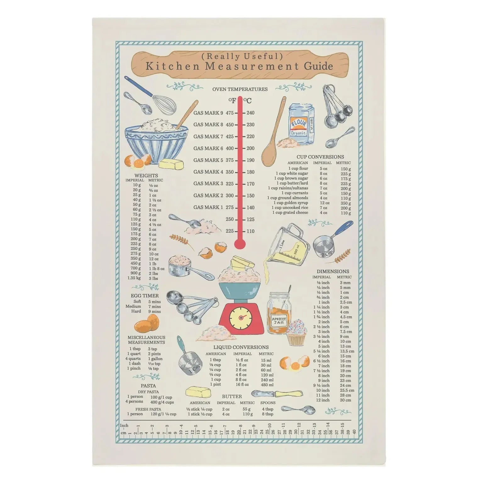 Kitchen Measurements Cotton Tea Towel 74x48x0.2cm ML-Kitchenware-Ulster Weavers-The Bay Room
