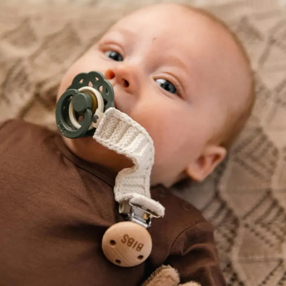 Knitted Pacifier Clip - Vanilla-Nursery & Nurture-BIBS-The Bay Room