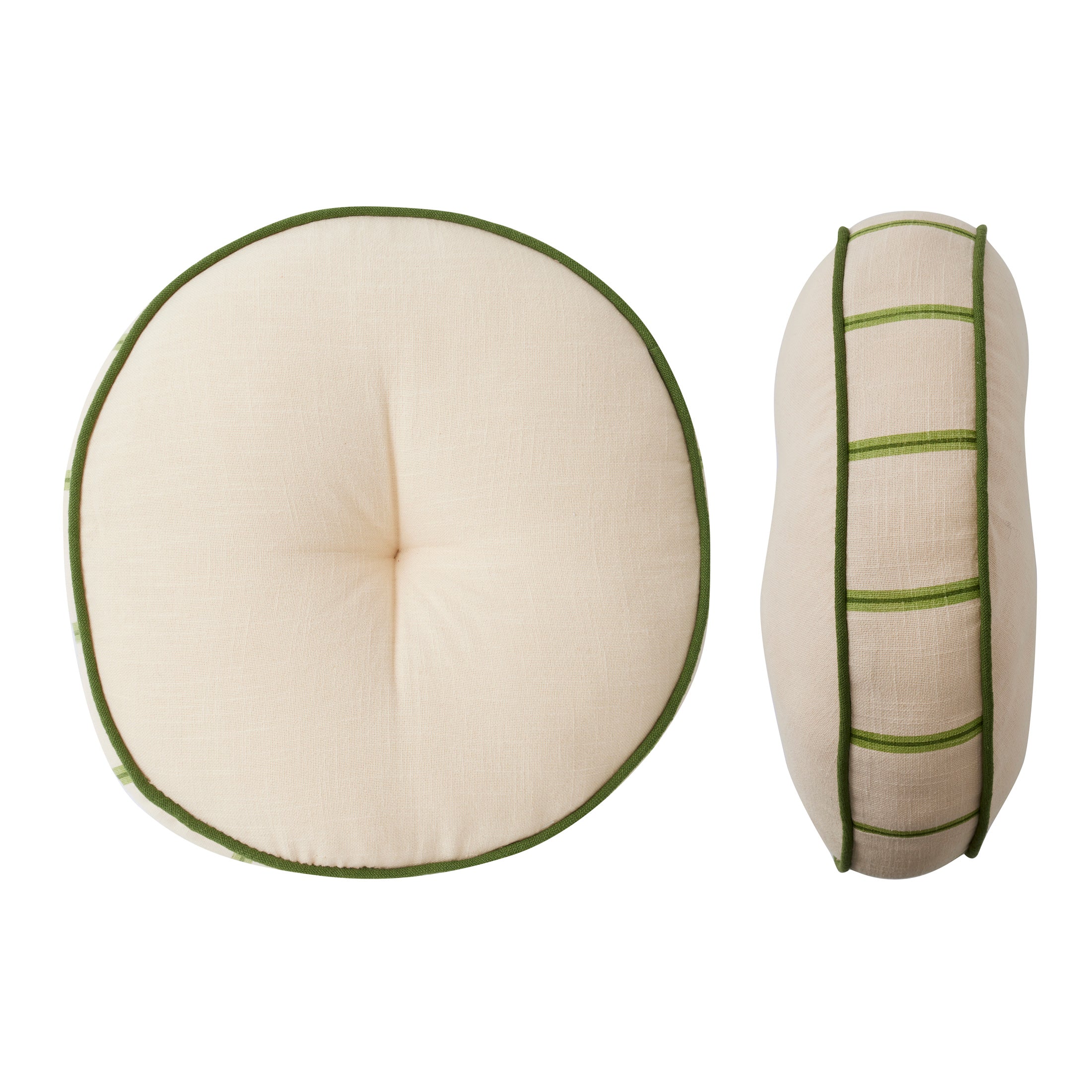 Knox Cotton Round Cushion 40cm Nude/Olive-Soft Furnishings-Coast To Coast Home-The Bay Room