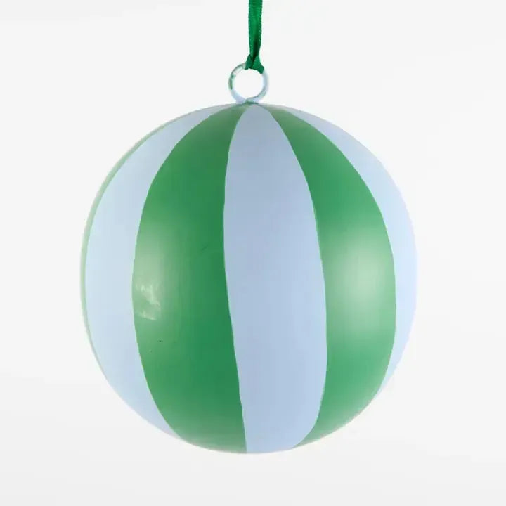 La Dolce Vita Striped Iron Bauble Large Green-Christmas-Vixen & Velvet-The Bay Room
