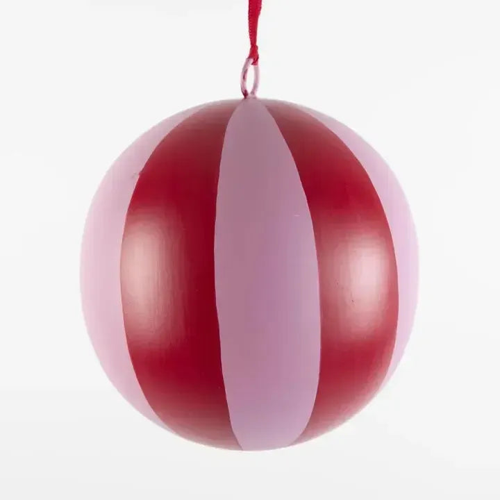 La Dolce Vita Striped Iron Bauble Large Pink/Red-Christmas-Vixen & Velvet-The Bay Room