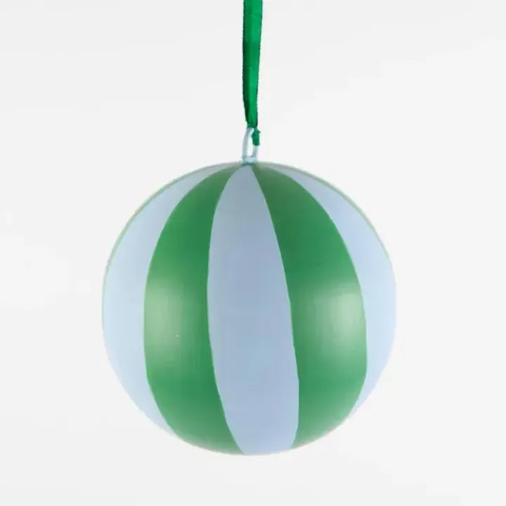 La Dolce Vita Striped Iron Bauble Small Green-Christmas-Vixen & Velvet-The Bay Room