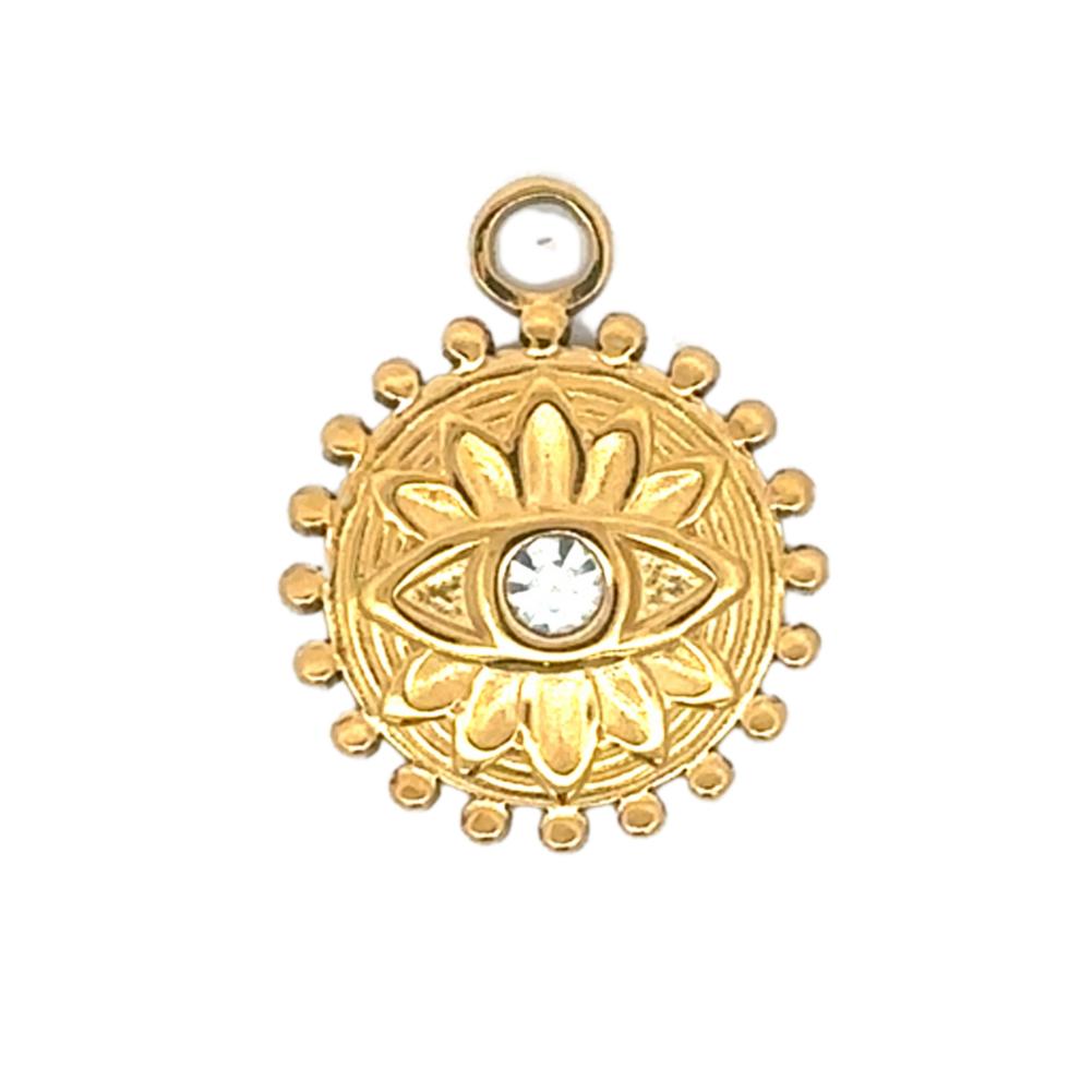 Latch & Lock Charms Gold-Jewellery-By Barny-Aztec Evil Eye-The Bay Room