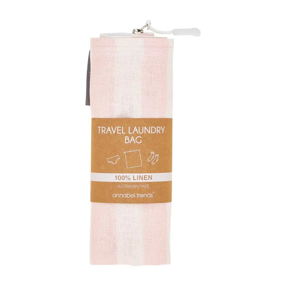 Laundry Bag - Linen - Pink Stripe-Travel & Outdoors-Annabel Trends-The Bay Room