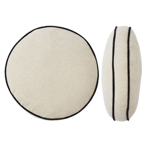 Lava Velvet Round Cushion 40cm Ivory/Black-Soft Furnishings-Coast To Coast Home-The Bay Room