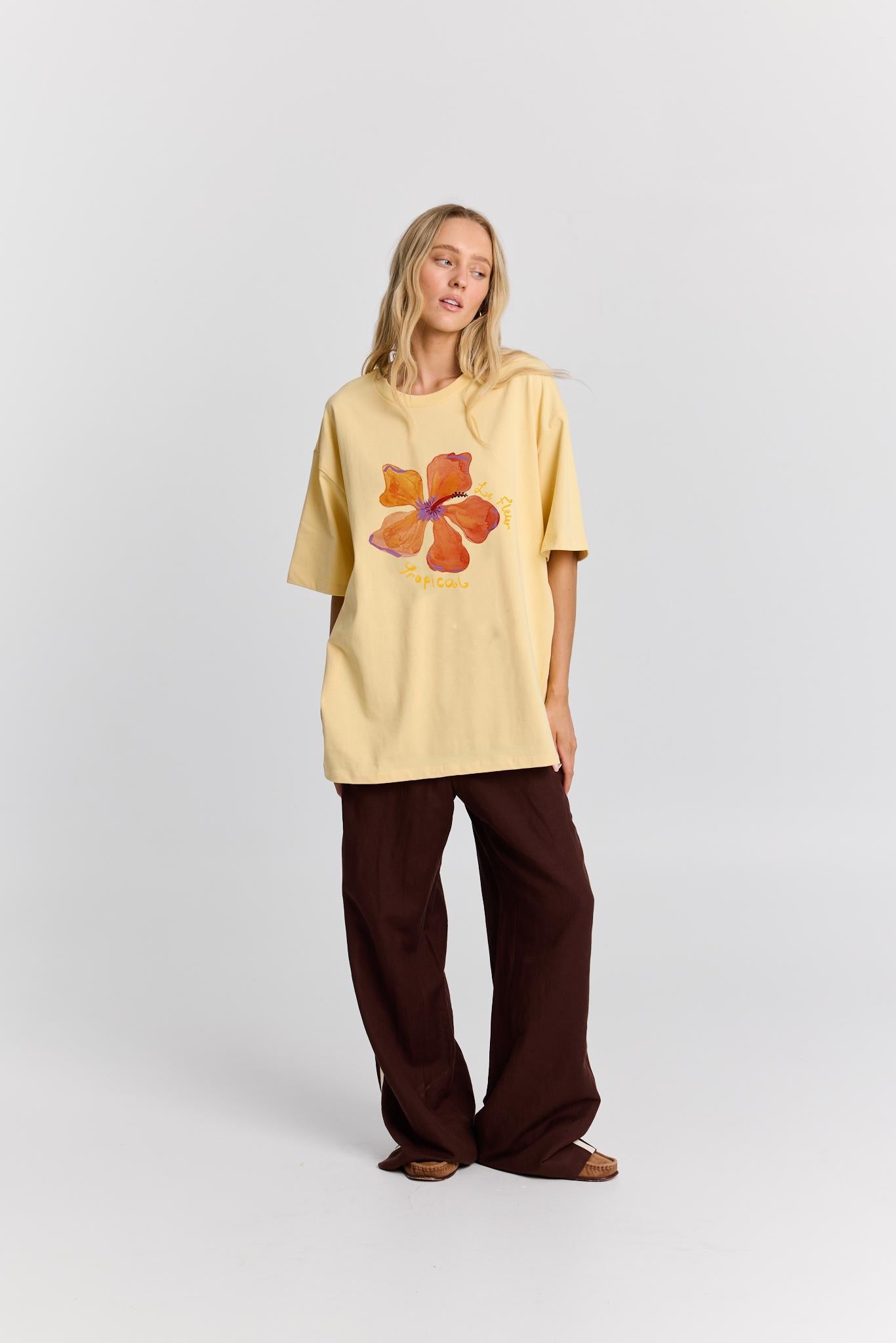 Le Fleur Tropical Oversize Tee - Butter-Tops-Maku The Label-The Bay Room