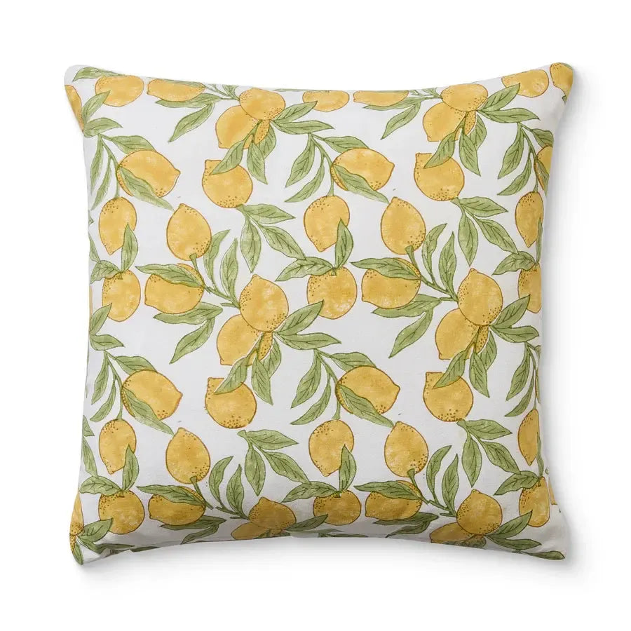 Lemon Block Print Cushion 50x50cm-Soft Furnishings-Madras Link-The Bay Room