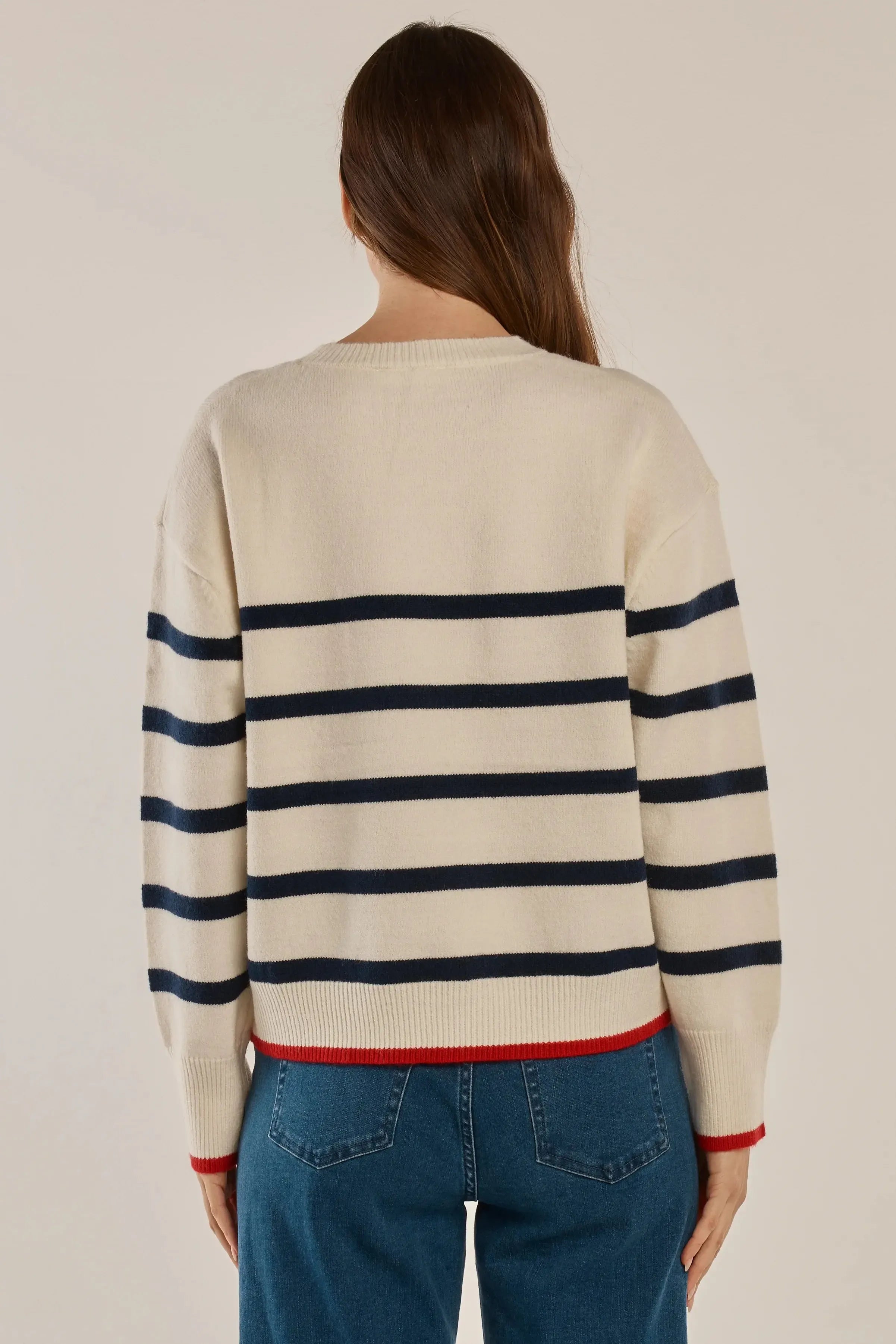 Leonie Knit Sweater - Navy/Off-White Stripe-Knitwear & Jumpers-Betty Basics-The Bay Room