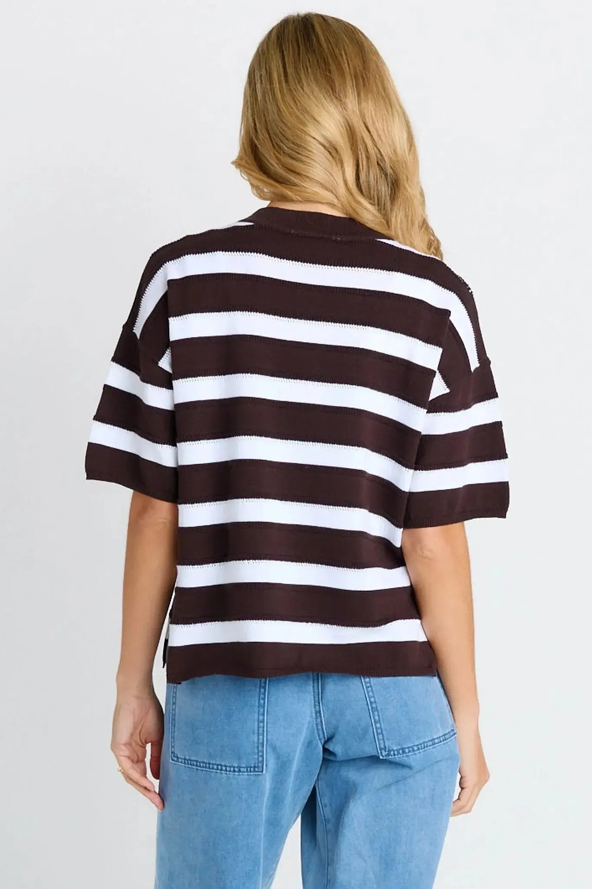 Libby Boxy Top - Chocolate Stripe-Tops-Betty Basics-The Bay Room