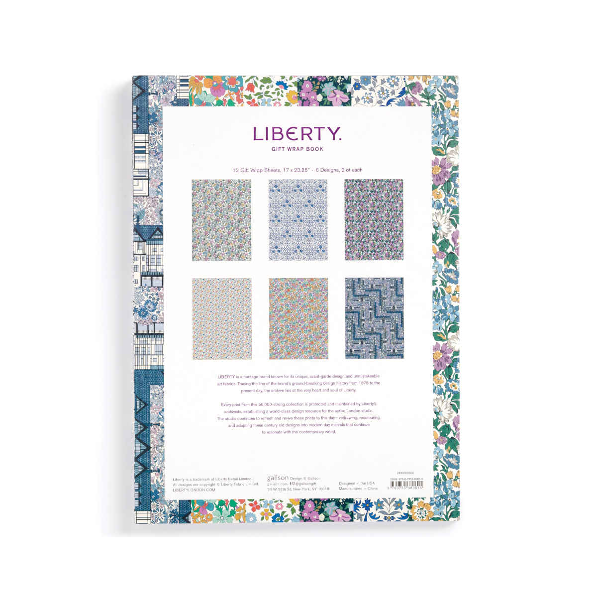 Liberty Gift Wrap Book (12 sheets)-Cards & Wrap-Galison-The Bay Room