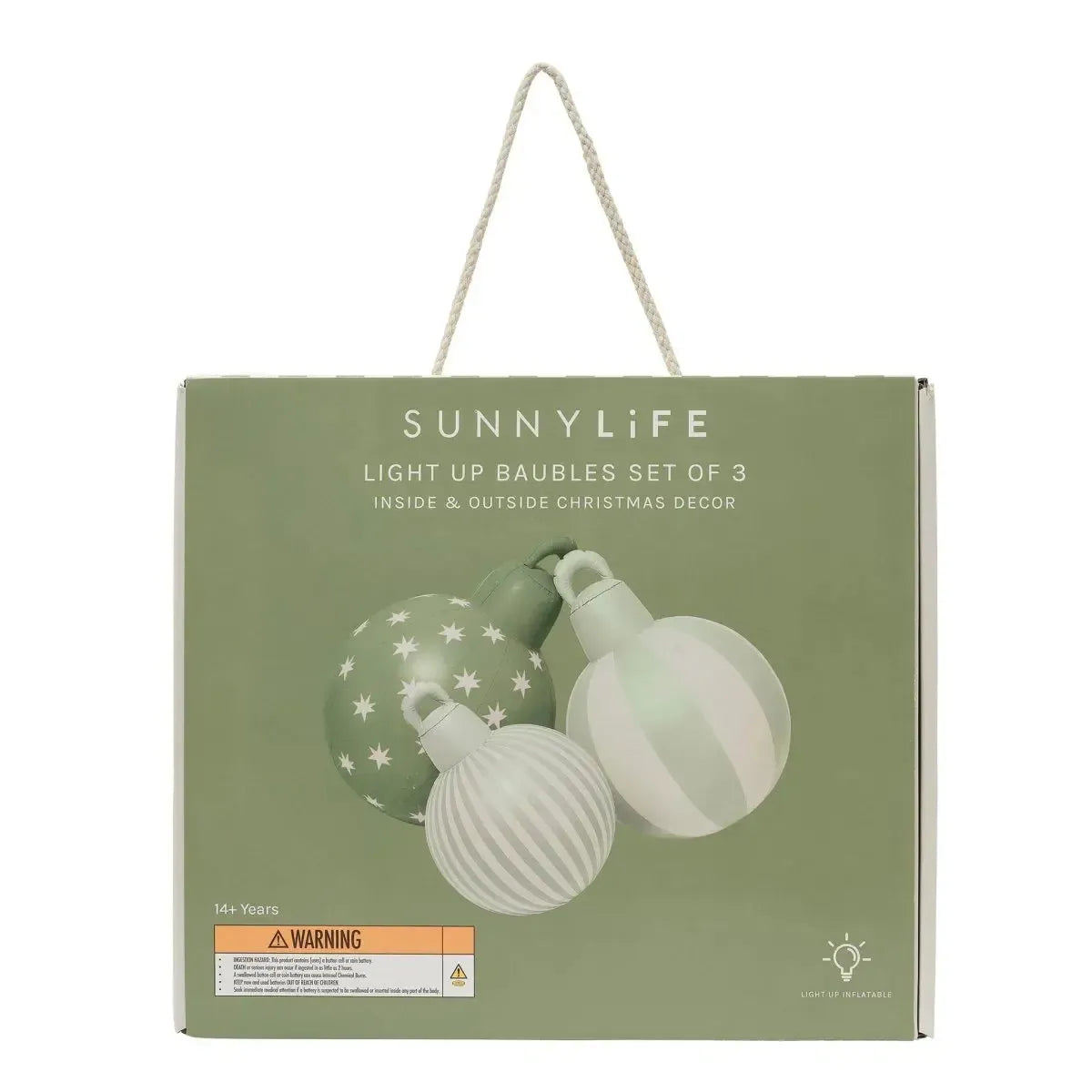 Light Up Christmas Baubles Green Set of 3-Christmas-Sunny Life-The Bay Room