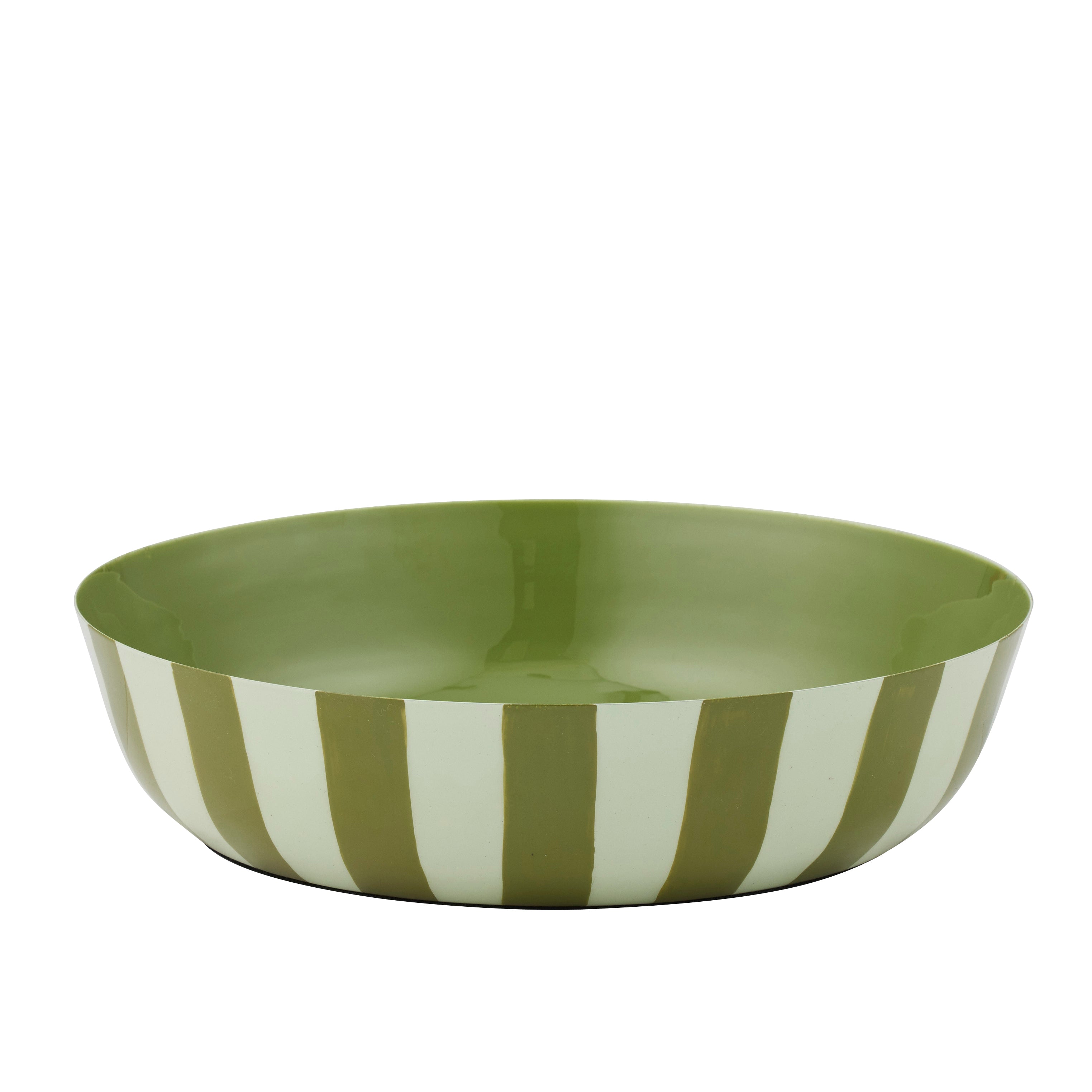 Linear Metal Bowl 30x7cm Olive/Seafoam-Decor Items-Coast To Coast Home-The Bay Room
