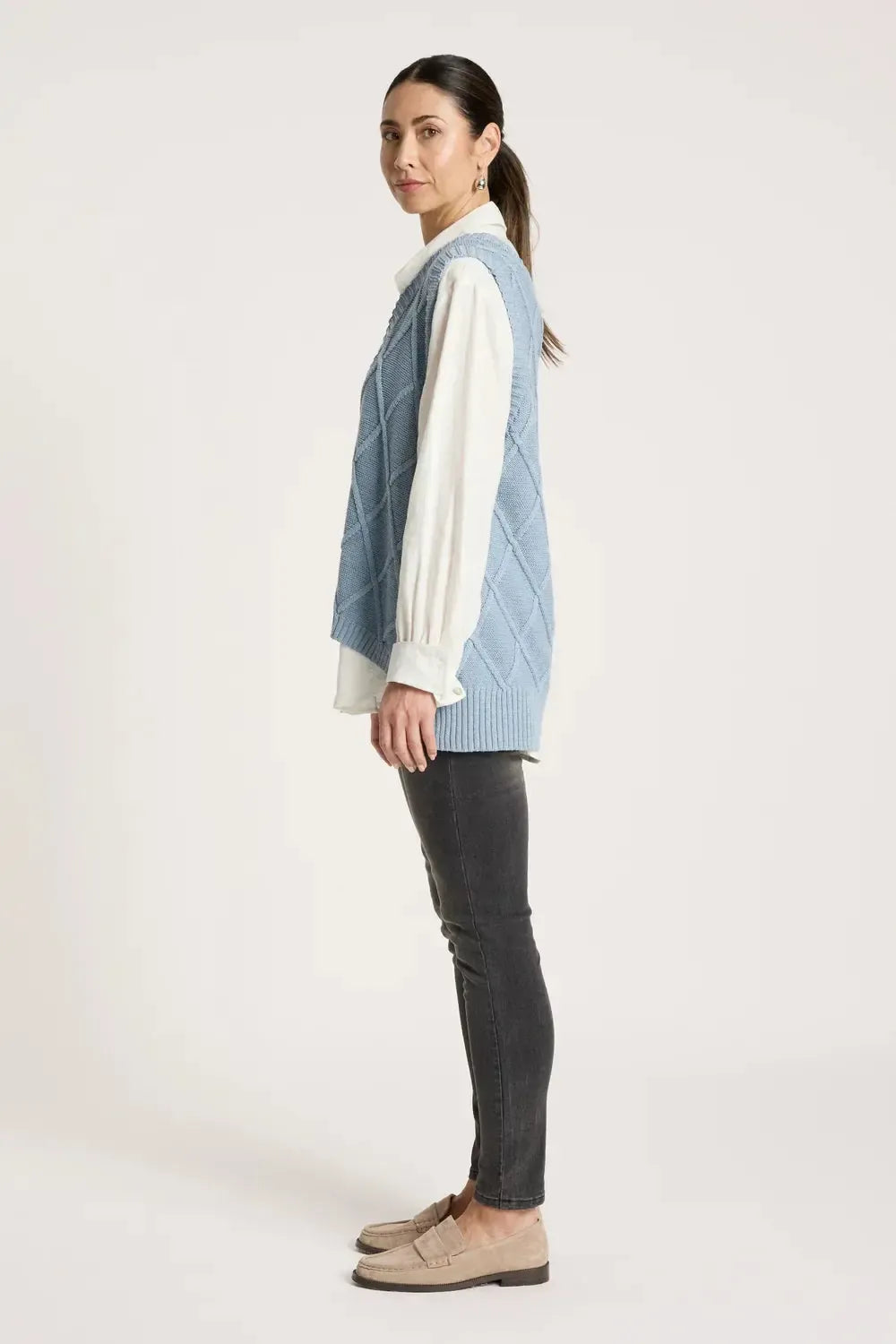 Liora Knit Vest - Lake-Jackets, Coats & Vests-Eb & Ive-The Bay Room