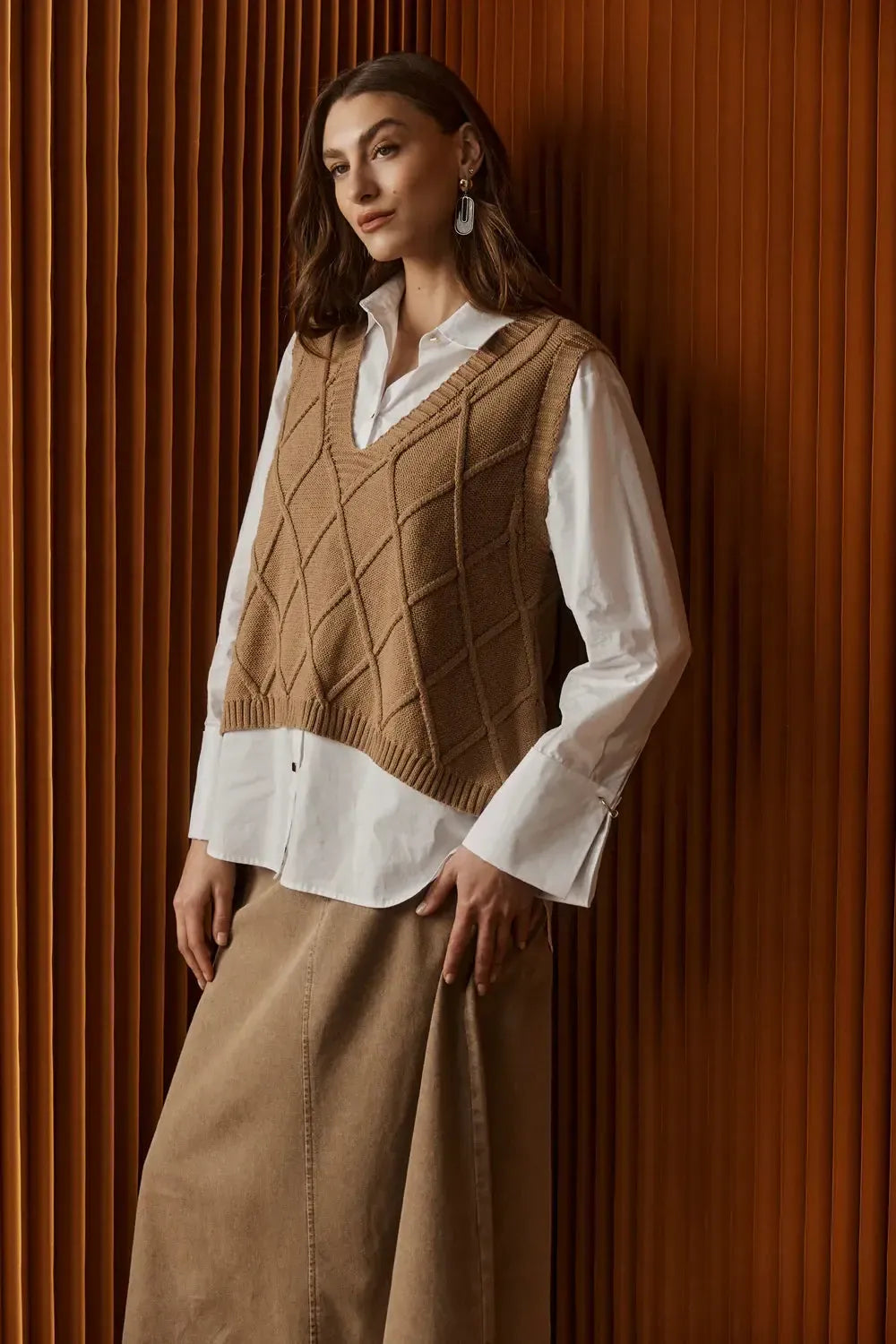 Liora Knit Vest - Mocha-Jackets, Coats & Vests-Eb & Ive-The Bay Room