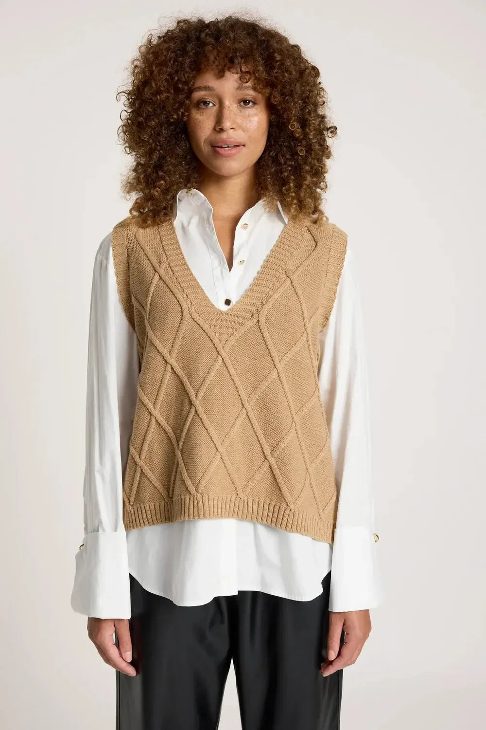 Liora Knit Vest - Mocha-Jackets, Coats & Vests-Eb & Ive-The Bay Room