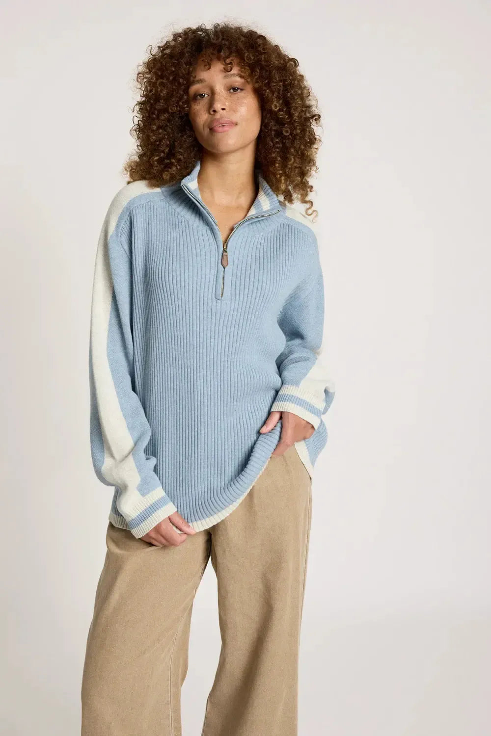 Liora Zip Jumper - Lake/Bisque-Knitwear & Jumpers-Eb & Ive-The Bay Room