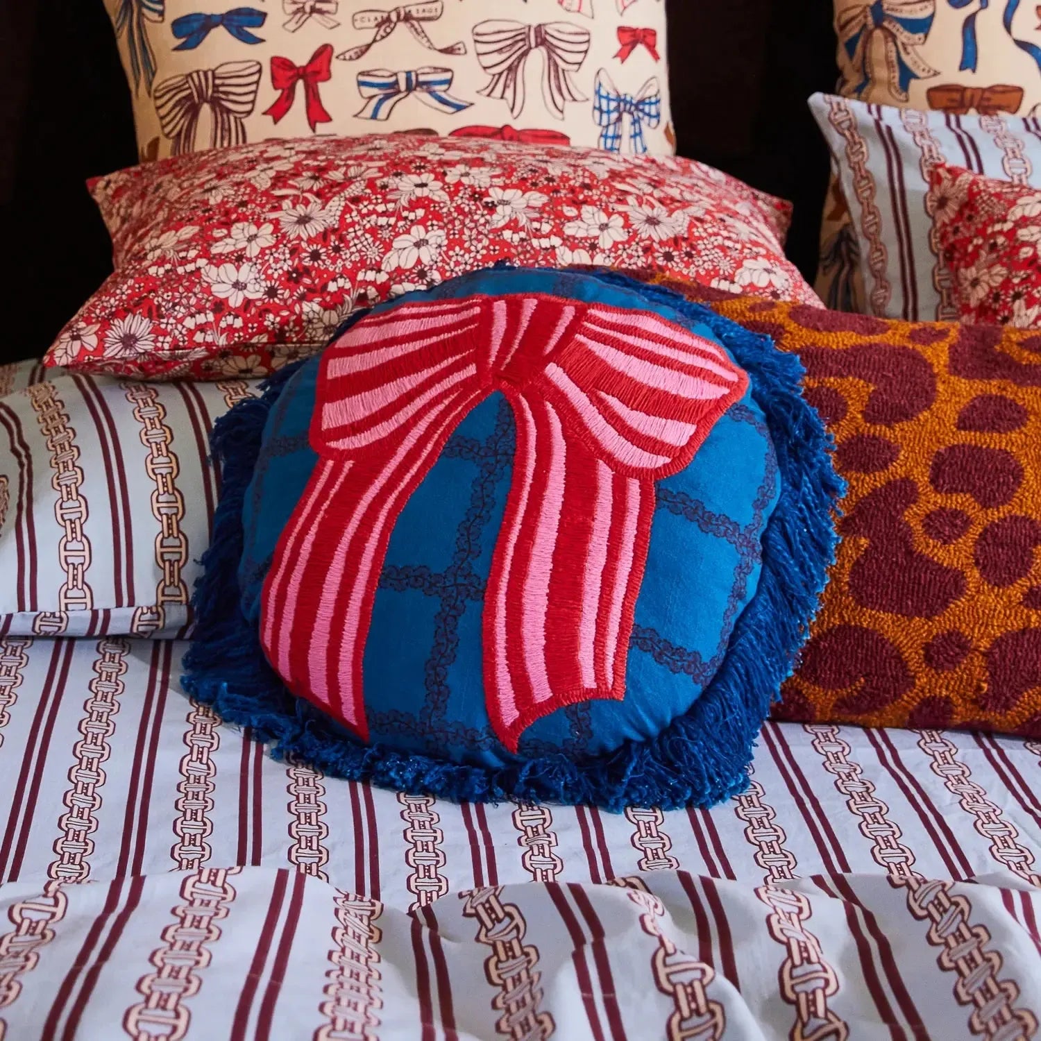 Lottie Embroidered Cushion-Soft Furnishings-Sage & Clare-The Bay Room