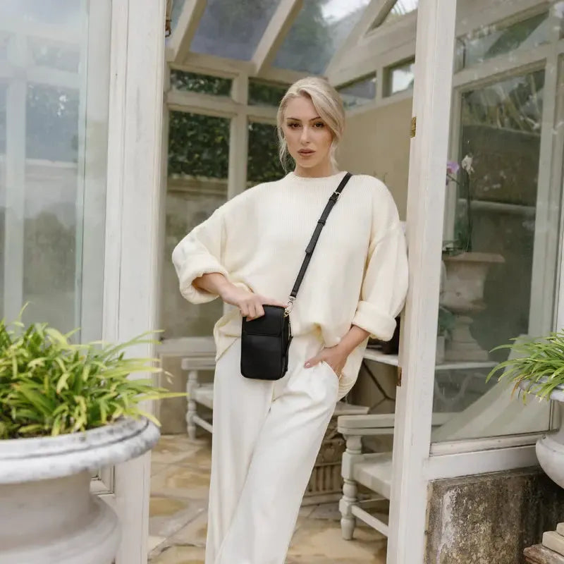 Lou Lou Black Mobile Phone Case Wallet-Bags & Clutches-Black Caviar Designs-The Bay Room