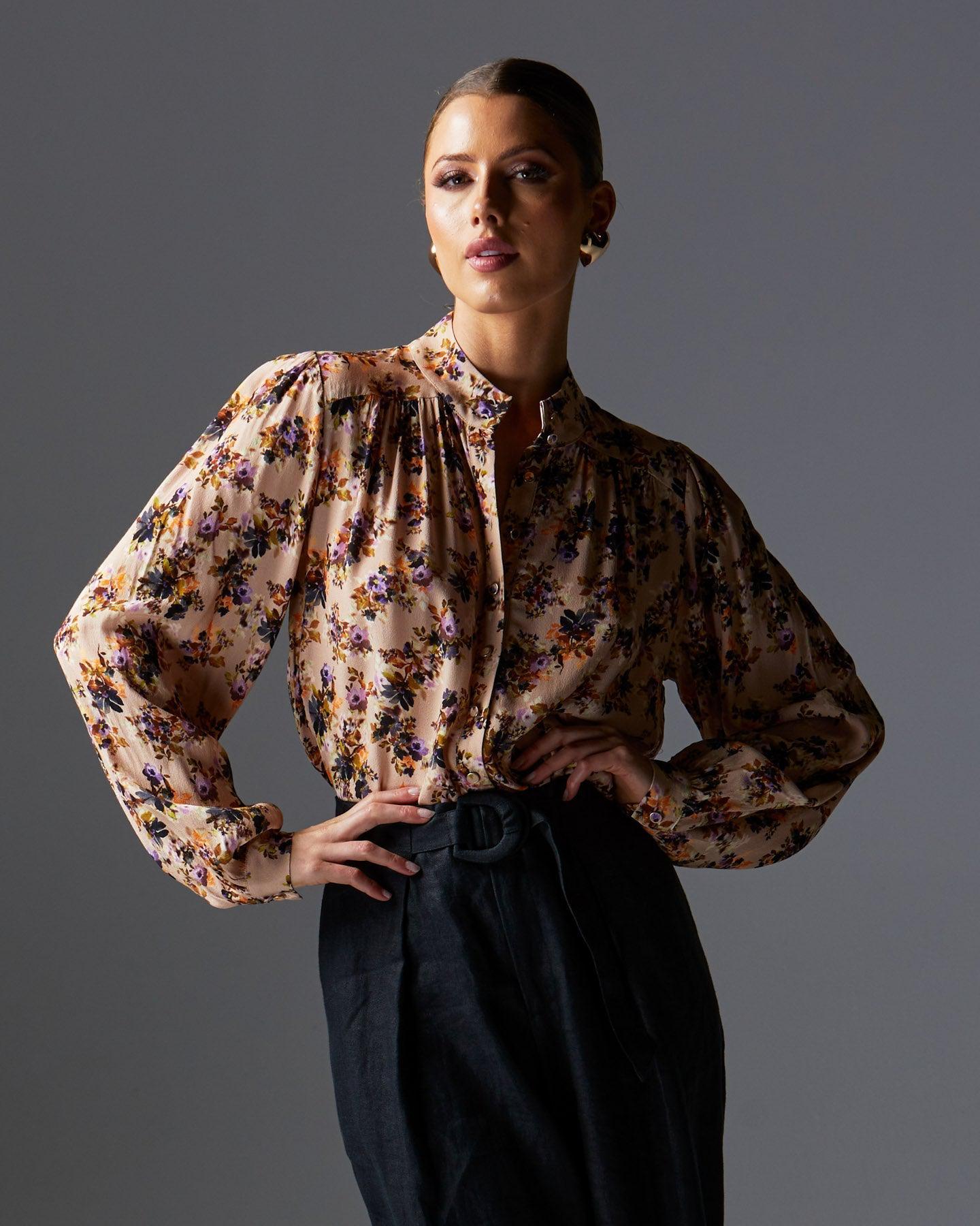 Loyal Blouse - Violet Floral-Tops-Fate + Becker-The Bay Room