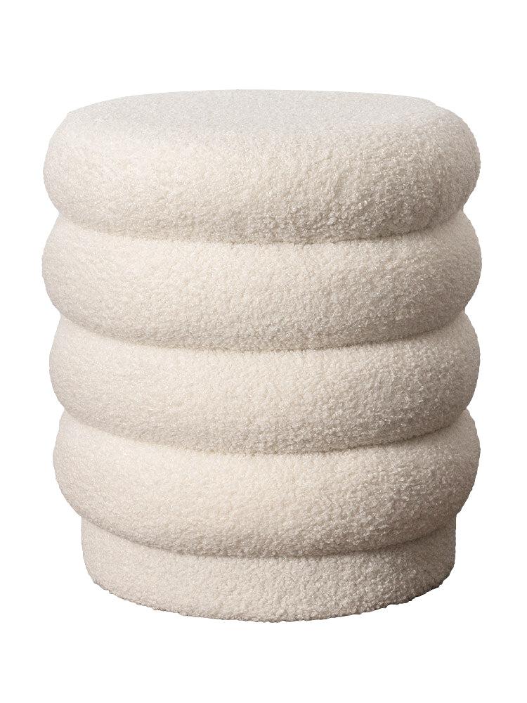 Lucia Round Boucle Stool - Off White-Furniture-Urban Road-The Bay Room