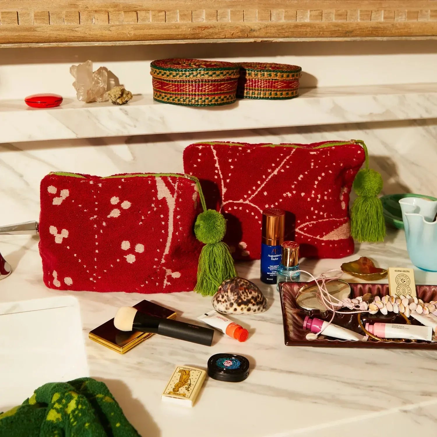 Lucia Terry Pouch - Crimson-Beauty & Well-Being-Sage & Clare-The Bay Room