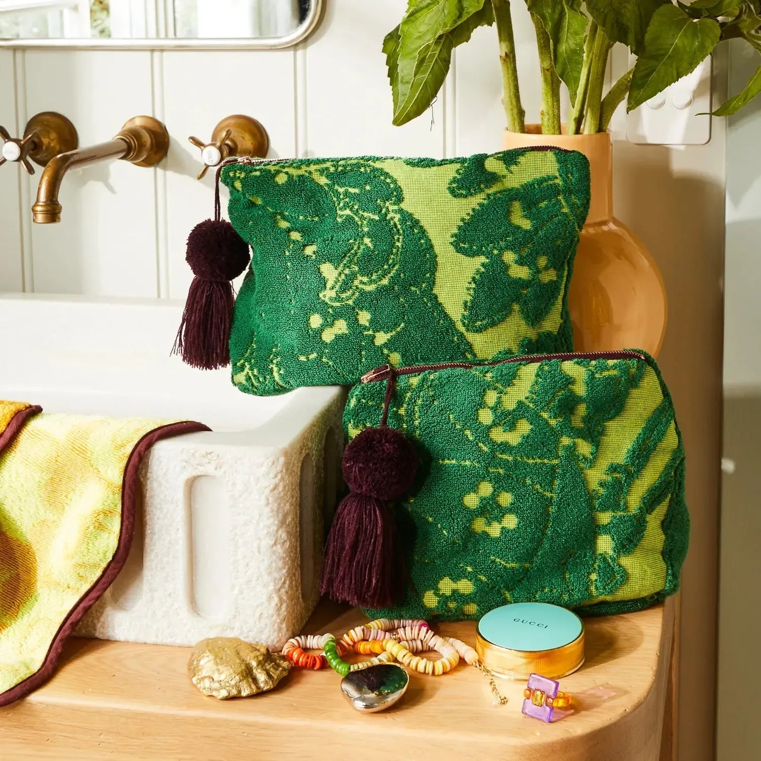 Lucia Terry Pouch - Kelp-Beauty & Well-Being-Sage & Clare-The Bay Room