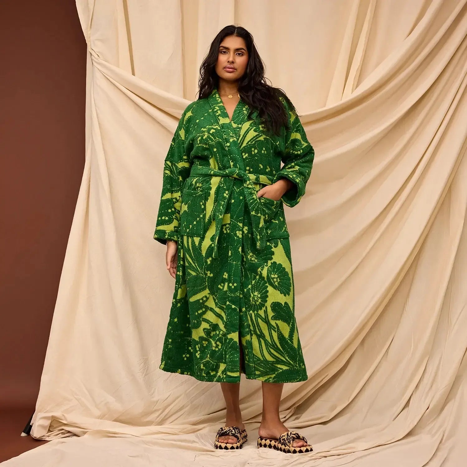 Lucia Towelling Robe - Kelp-Sleepwear & Robes-Sage & Clare-The Bay Room