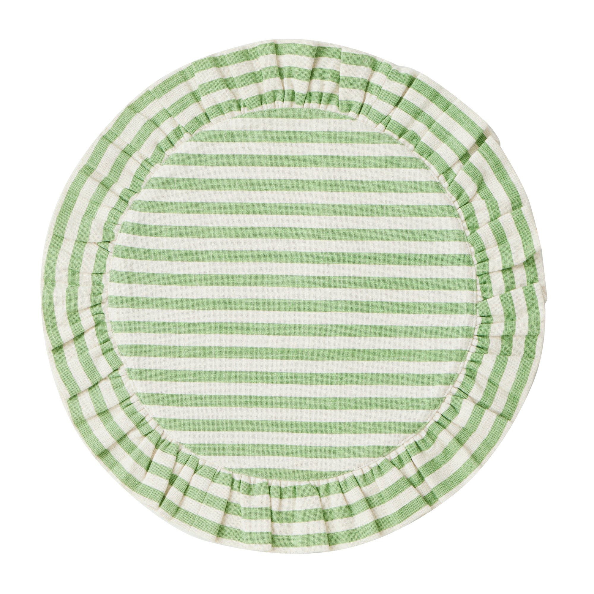 Lucille Cotton Stripe Placemat 36cm Jade-Dining & Entertaining-Coast To Coast Home-The Bay Room