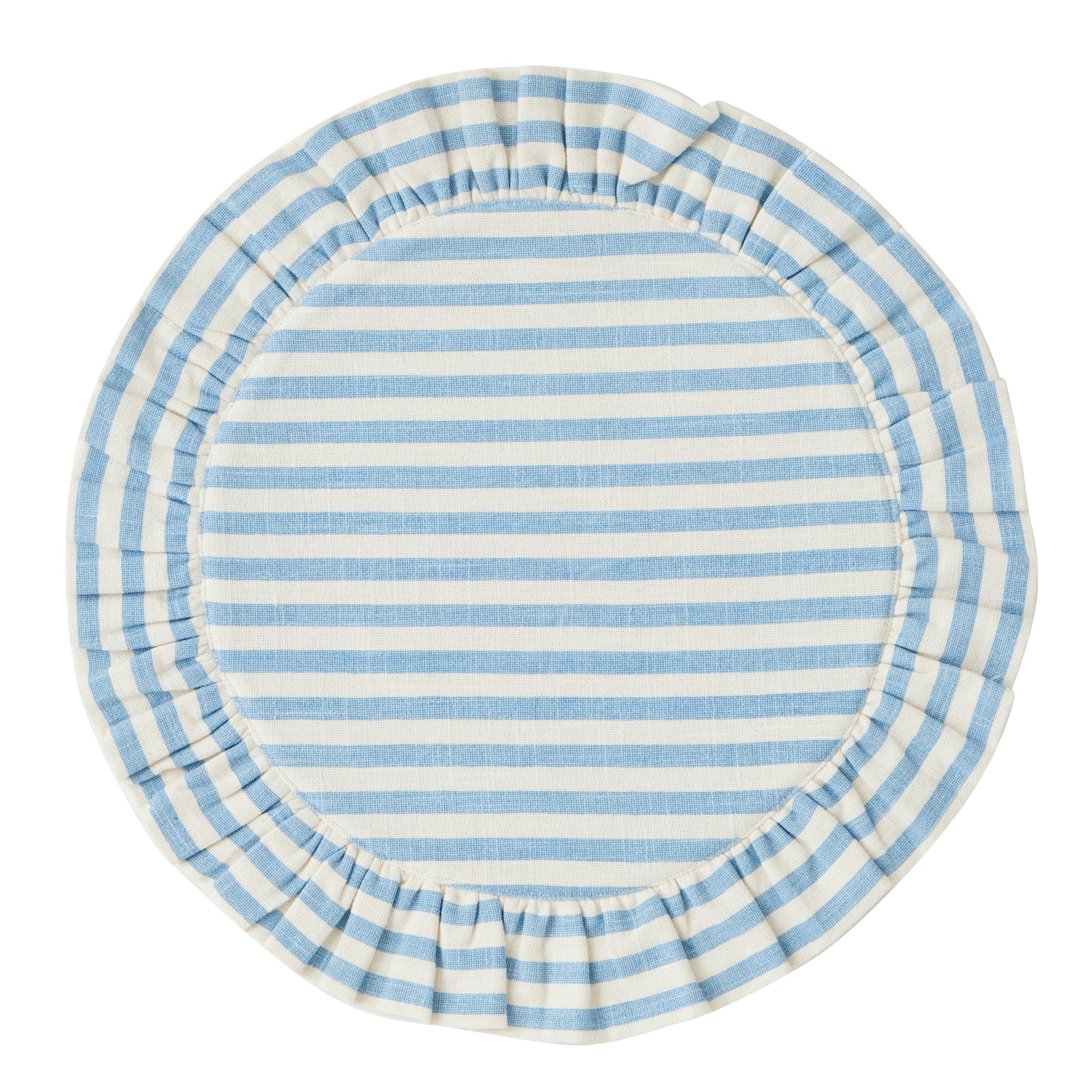Lucille Cotton Stripe Placemat 36cm Sky-Dining & Entertaining-Coast To Coast Home-The Bay Room