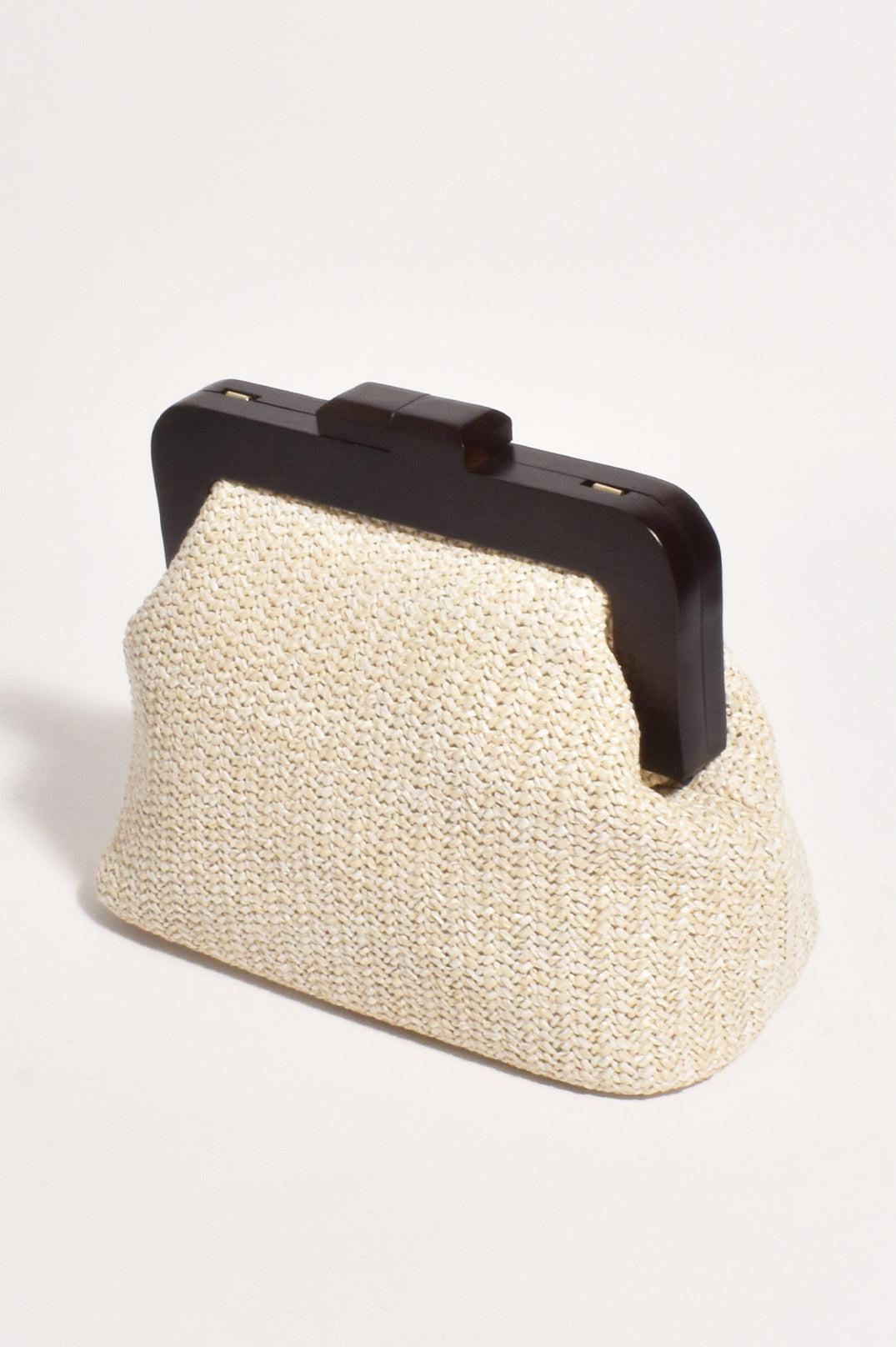 Lucinda Timber Frame Woven Clutch - Natural-Bags & Clutches-Adorne-The Bay Room