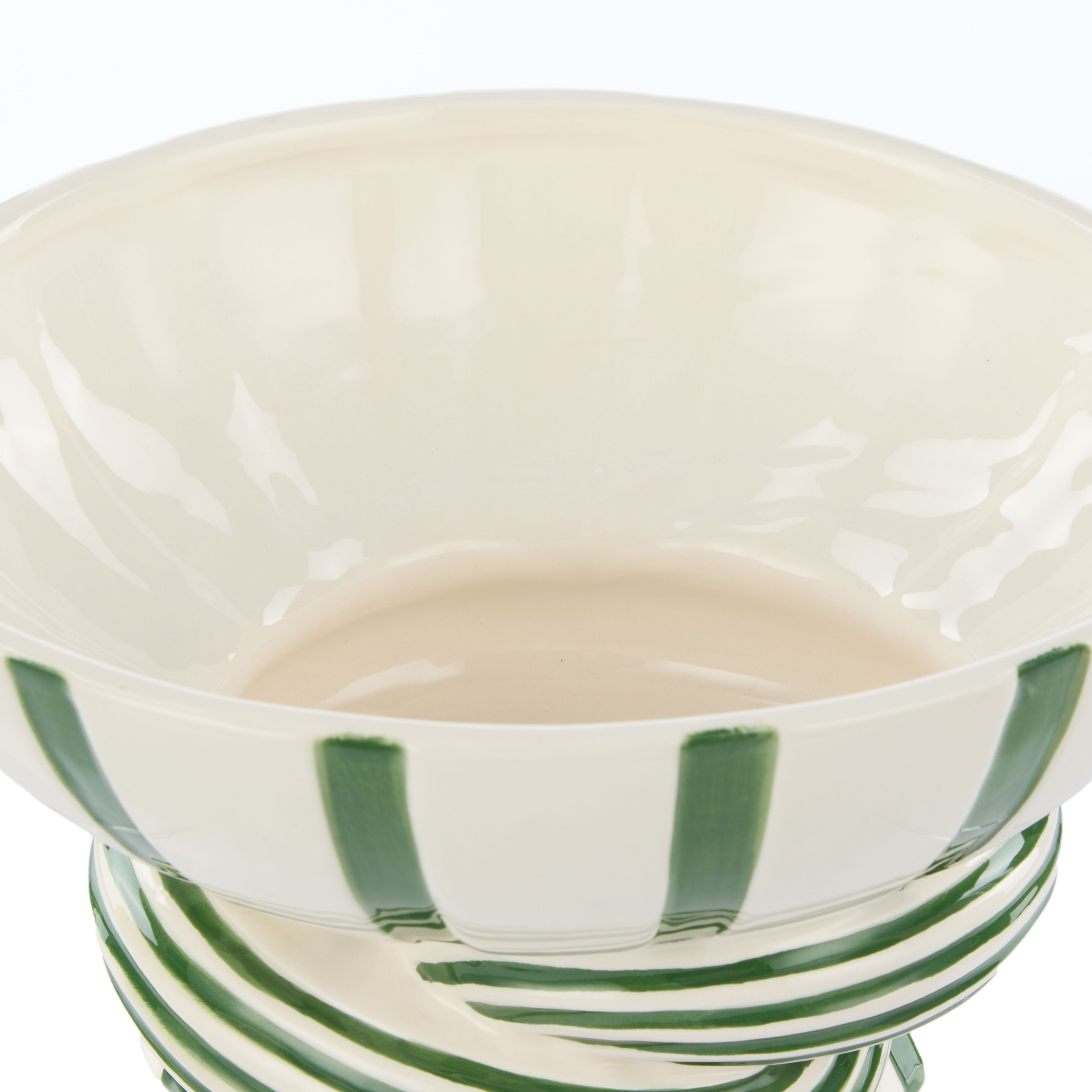 Lulu Collection Stripe Bowl 24x12cm Green-Decor Items-Emporium-The Bay Room