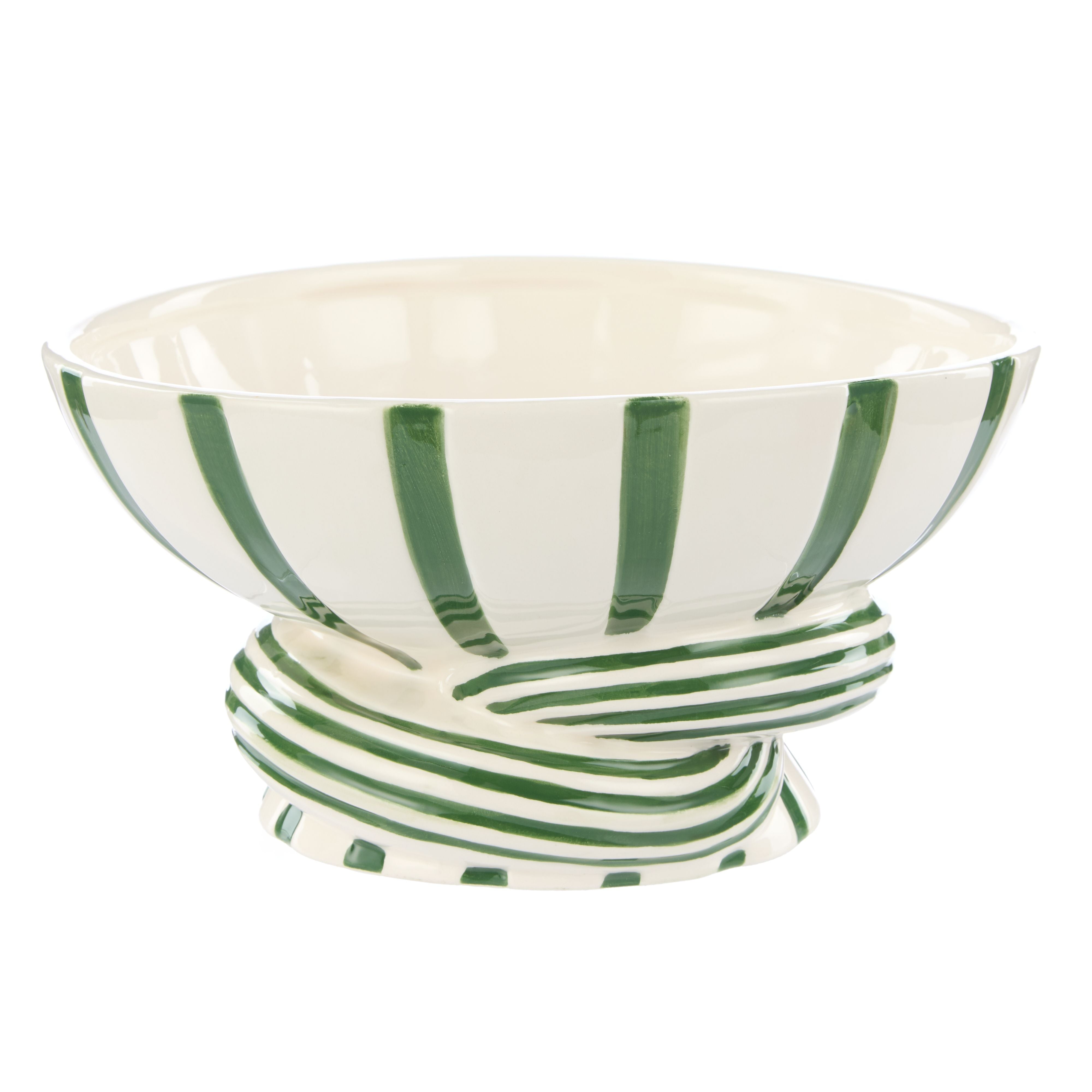 Lulu Collection Stripe Bowl 24x12cm Green-Decor Items-Emporium-The Bay Room