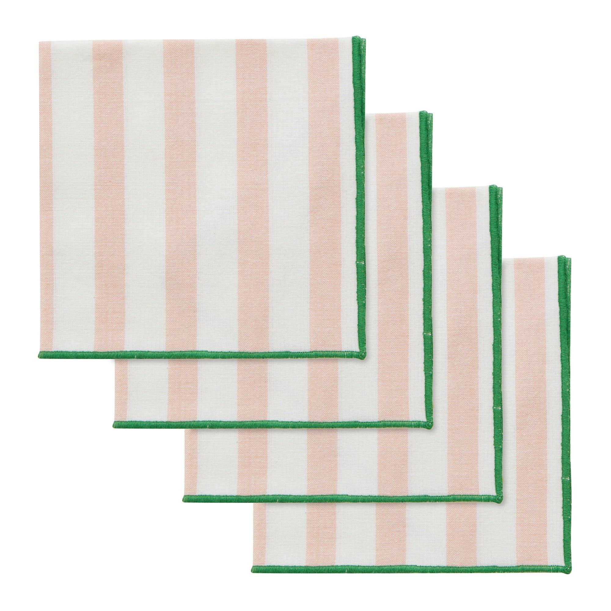 Luna Set/4 Cotton Napkins 40cm Pink/Emerald-Dining & Entertaining-Coast To Coast Home-The Bay Room