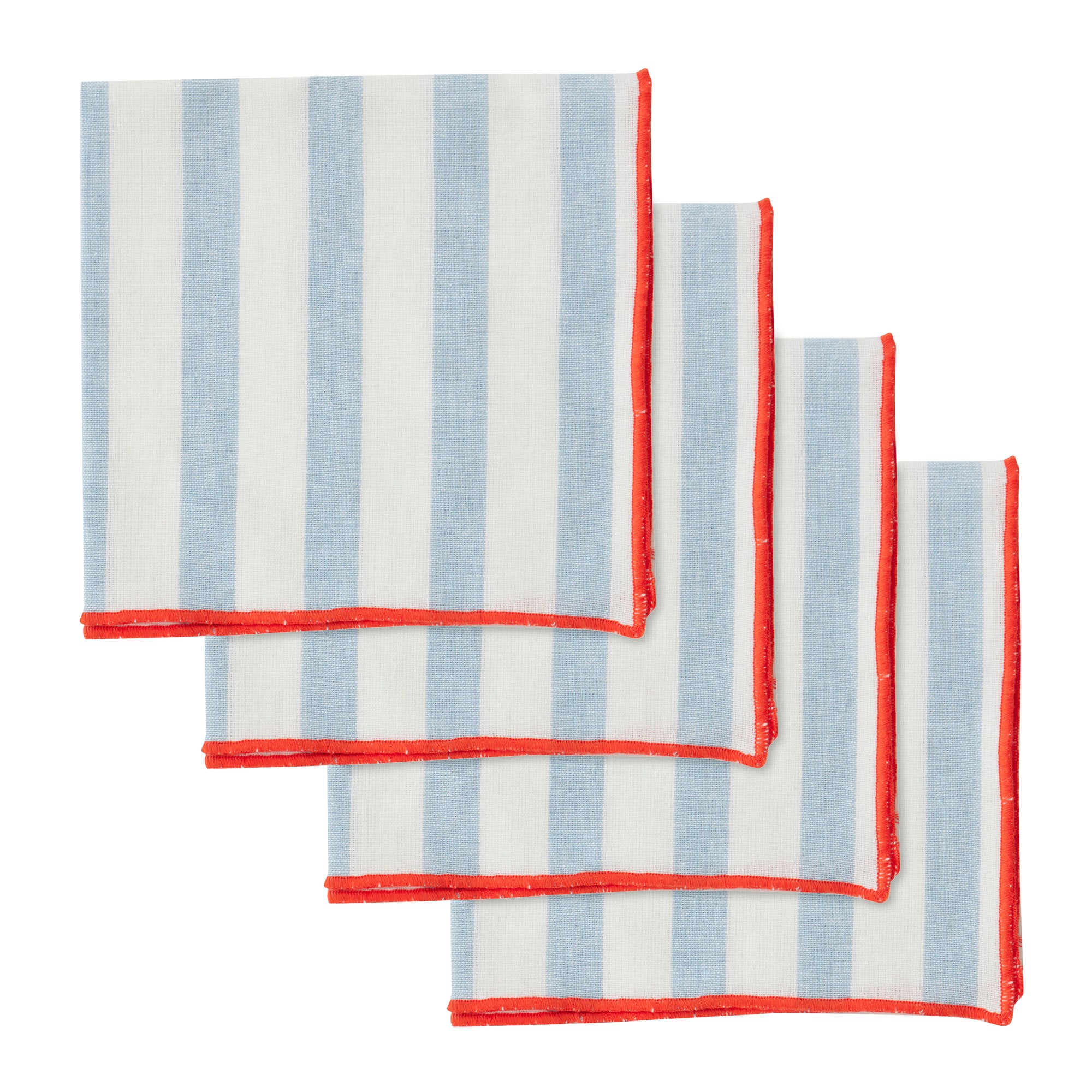 Luna Set/4 Cotton Napkins 40cm Sky/Red-Dining & Entertaining-Coast To Coast Home-The Bay Room