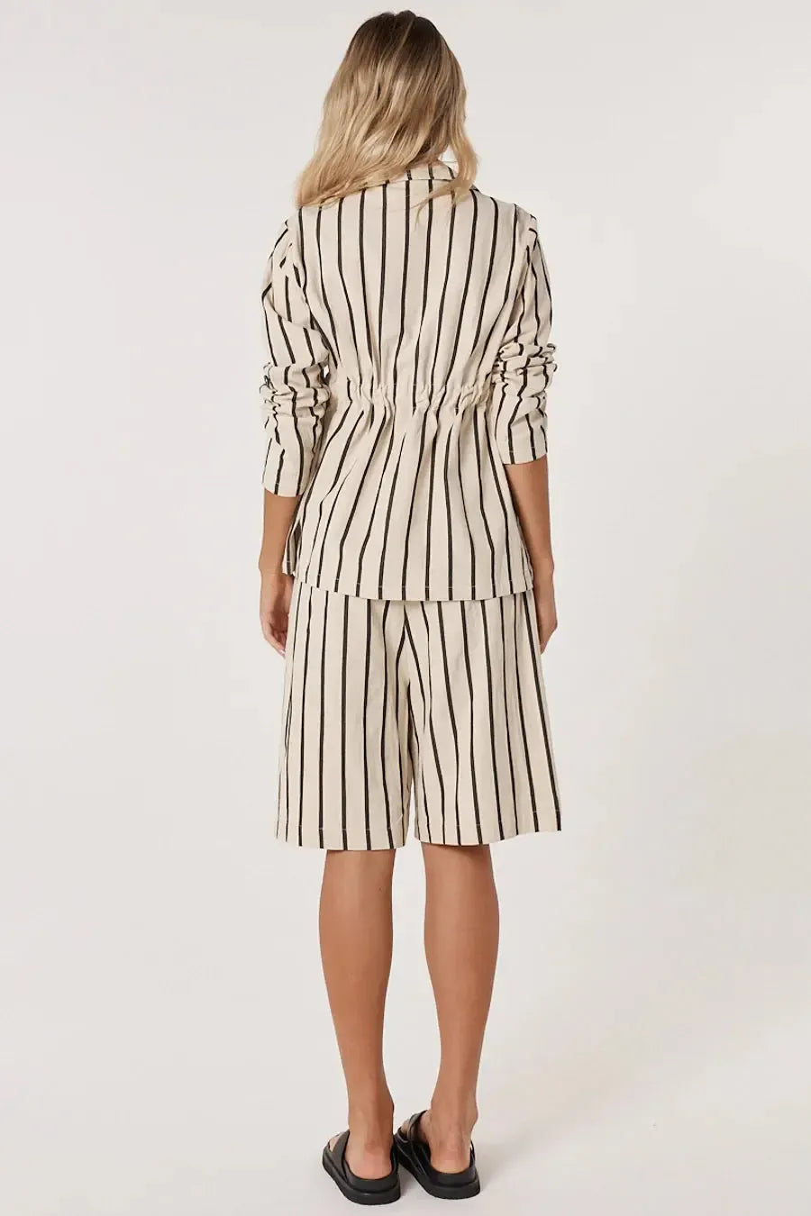 Luna Wrap Blazer - Cream/Black-Jackets, Coats & Vests-Fate + Becker-The Bay Room