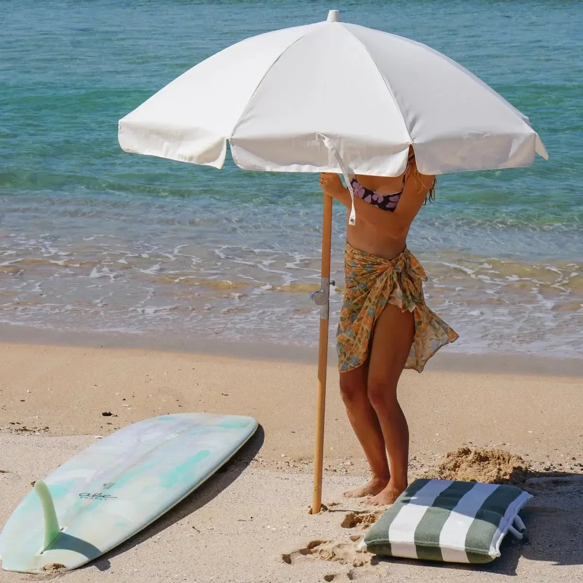 Luxe Beach Umbrella Cream-Travel & Outdoors-Sunny Life-The Bay Room