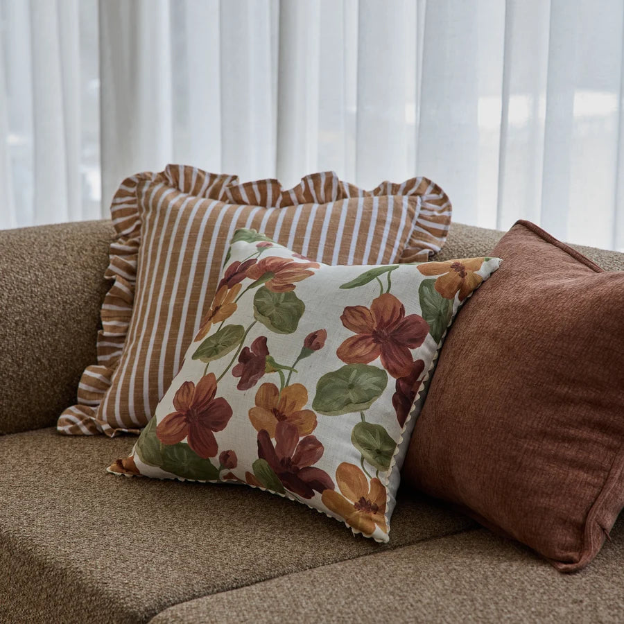Ruffles Cinnamon Stripe Cushion 50x50cm