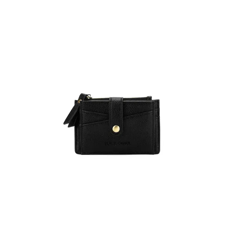 Mabel Black Card Holder/Coin Purse Wallet-Bags & Clutches-Black Caviar Designs-The Bay Room