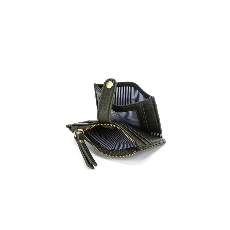Mabel Dark Olive Card Holder/Coin Purse Wallet-Bags & Clutches-Black Caviar Designs-The Bay Room