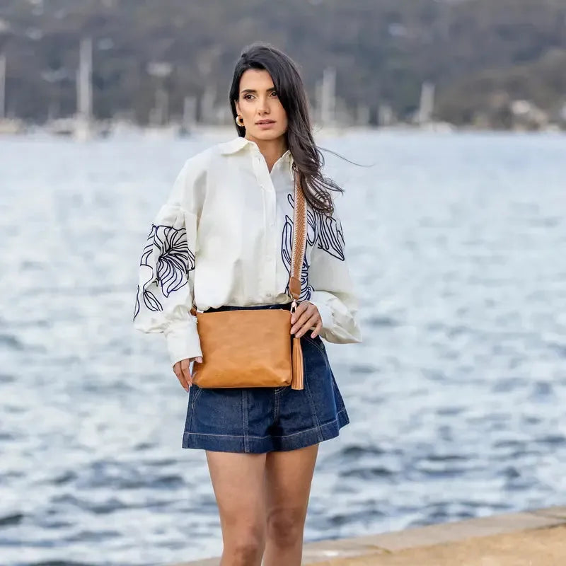 Maggie Tan 3 Compartment Crossbody Bag-Bags & Clutches-Black Caviar Designs-The Bay Room