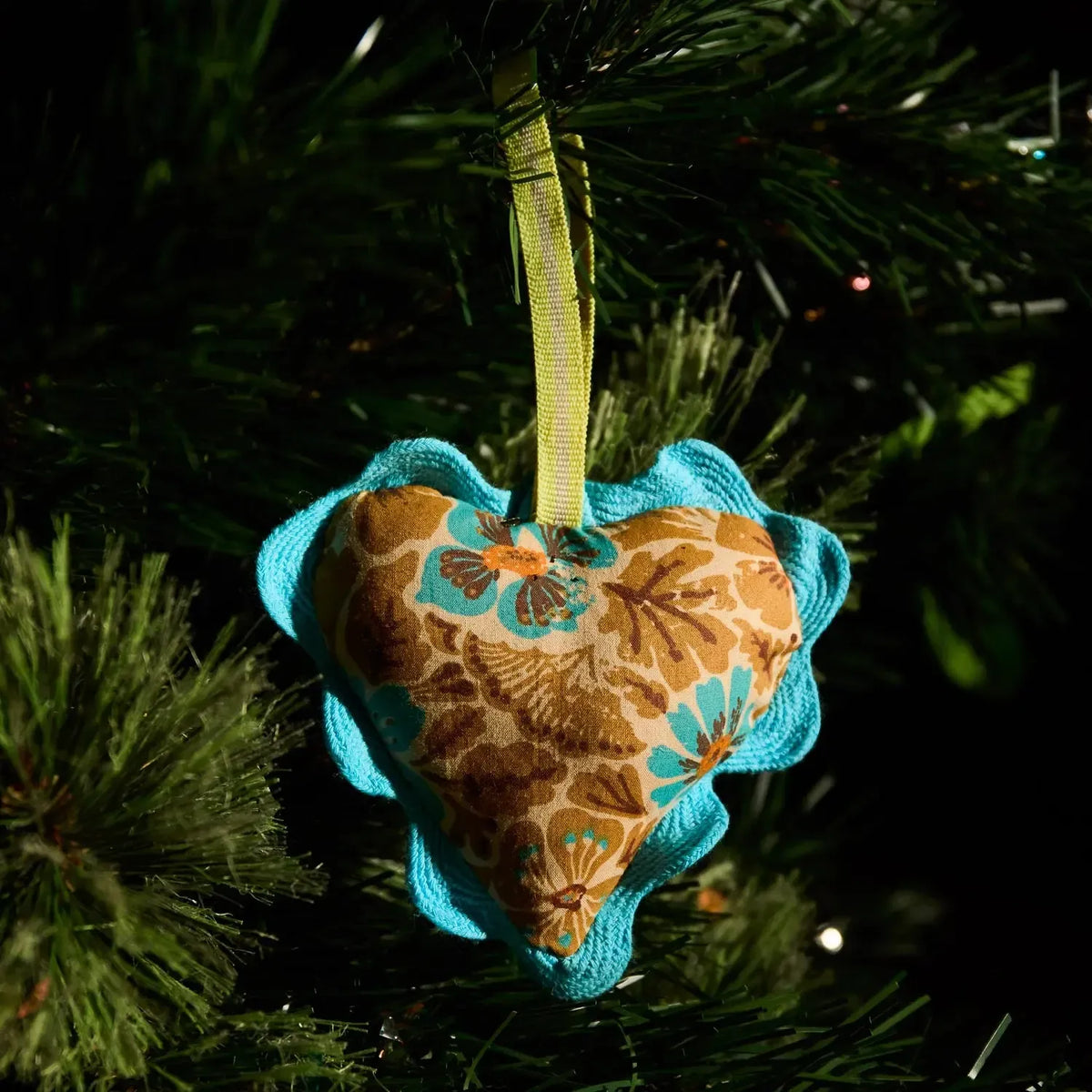 Magnolia Cotton Heart Decoration - Turquoise-Christmas-Sage & Clare-The Bay Room