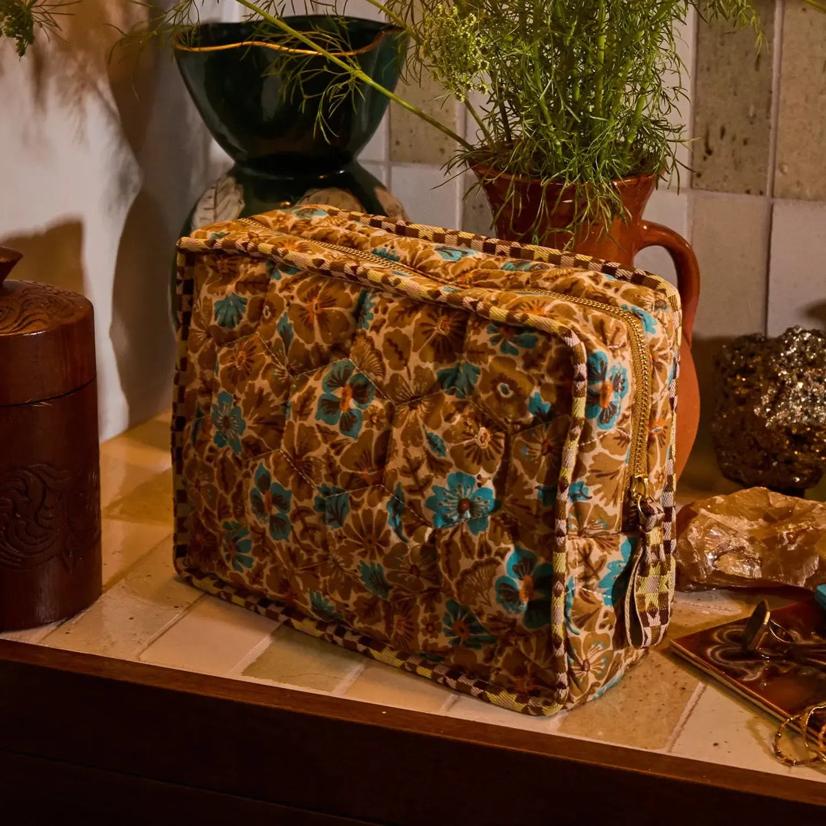 Magnolia Vanity Bag - Turquoise-Beauty & Well-Being-Sage & Clare-The Bay Room