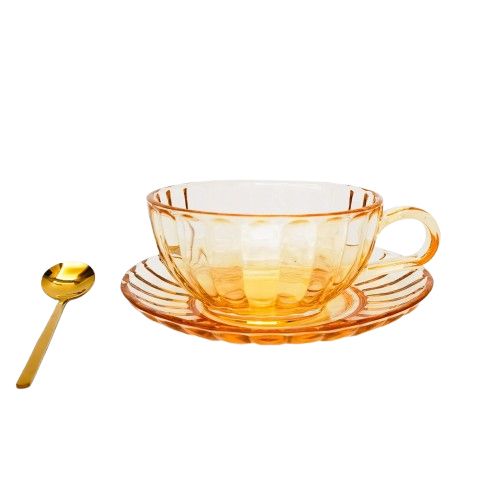 Maisy Glass Tea Cup Set Amber 14cm-Dining & Entertaining-Urban Products-The Bay Room