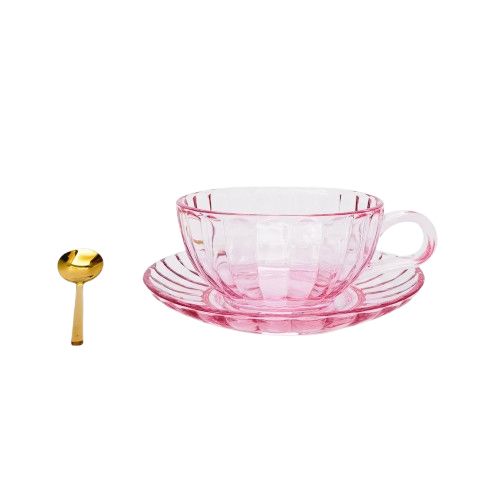 Maisy Glass Tea Cup Set Pink 14cm-Dining & Entertaining-Urban Products-The Bay Room