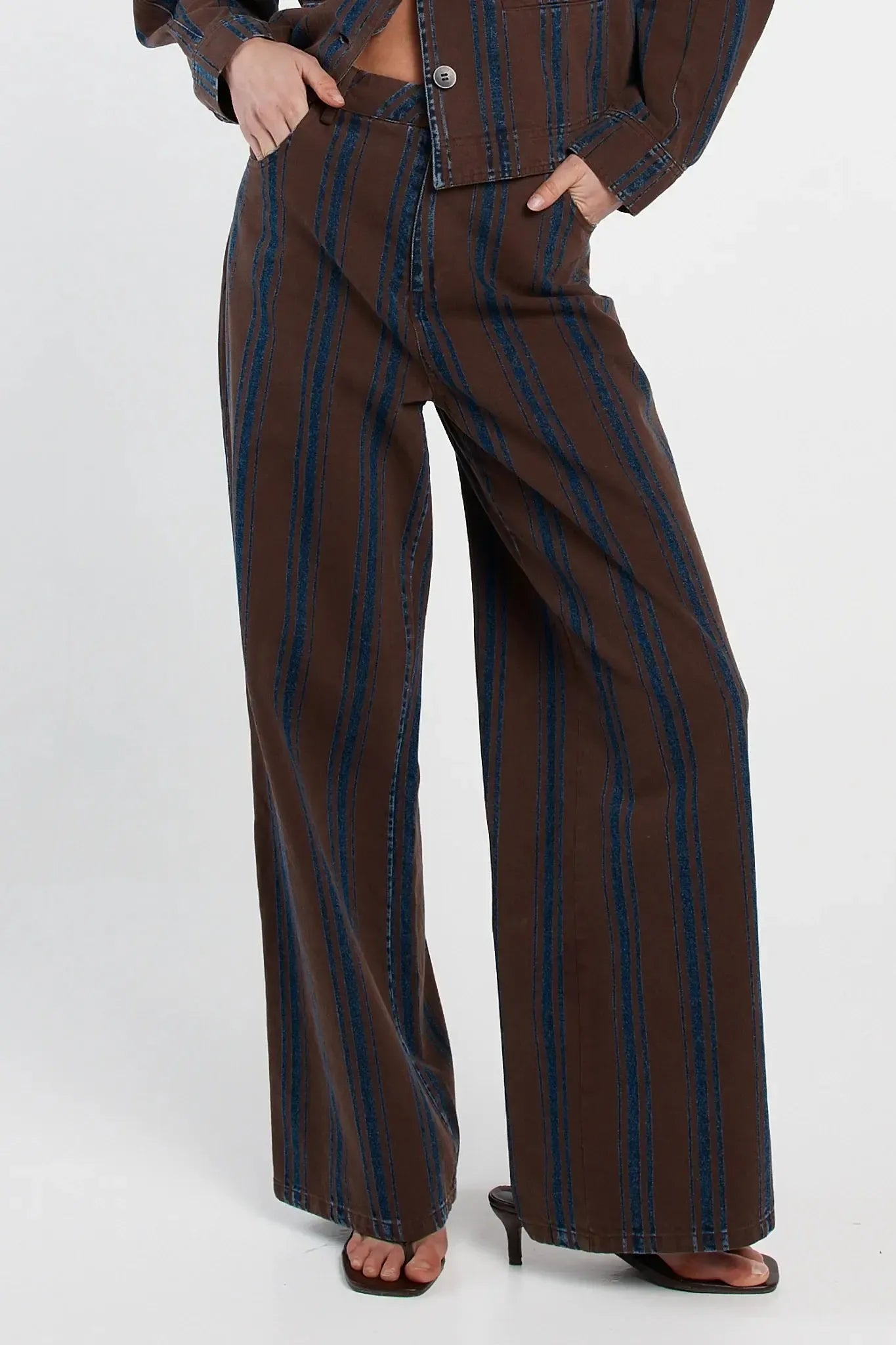 Maja Stripe Jean - Choc/Rinse-Jeans-SASS-The Bay Room
