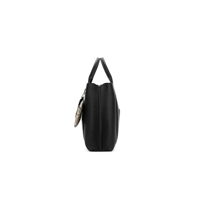 Margaux Black 2 Piece Laptop Top Handle Bag-Bags & Clutches-Black Caviar Designs-The Bay Room