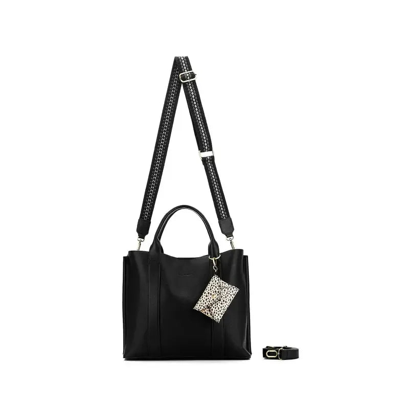 Margaux Black 2 Piece Laptop Top Handle Bag-Bags & Clutches-Black Caviar Designs-The Bay Room