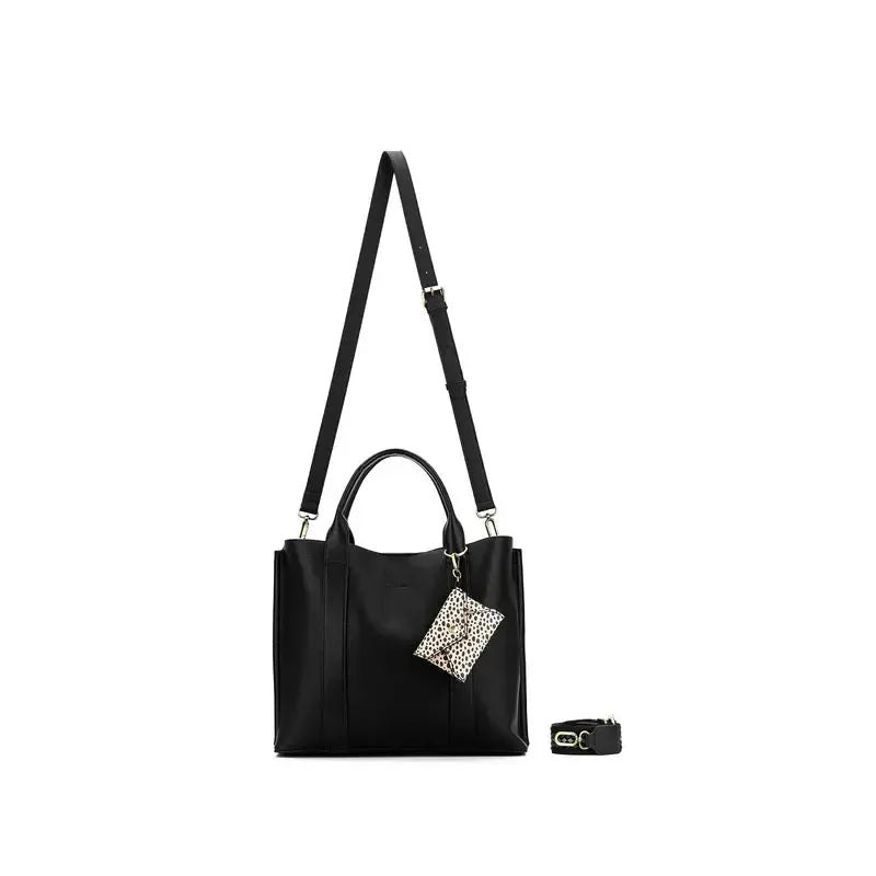 Margaux Black 2 Piece Laptop Top Handle Bag-Bags & Clutches-Black Caviar Designs-The Bay Room