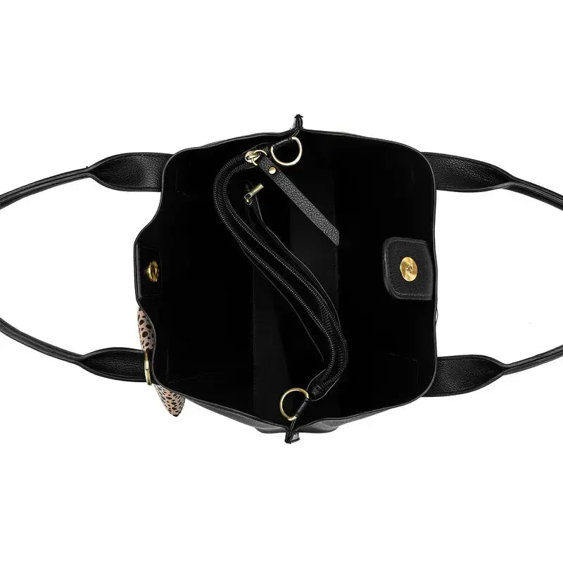 Margaux Black 2 Piece Laptop Top Handle Bag-Bags & Clutches-Black Caviar Designs-The Bay Room