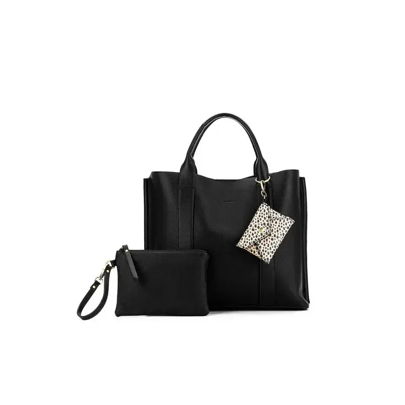 Margaux Black 2 Piece Laptop Top Handle Bag-Bags & Clutches-Black Caviar Designs-The Bay Room
